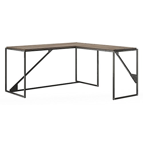 Bush Furniture Refinery 62W L Shaped Industrial Desk with 37W Return in Rustic Gray