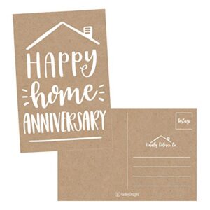 25 kraft happy home anniversary realtor cards, blank greeting house postcards, bulk real estate thank you notes, welcome home realtor gifts stationery, new realtor gifts for clients, housiversary card