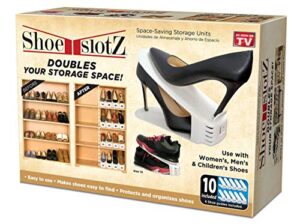 shoe slotz space-saving storage units in ivory | as seen on tv | no assembly required | limited edition price club value pack, 10 piece set