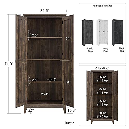 Ameriwood Home Farmington Wide Storage Cabinet, 31.5", Rustic Gray