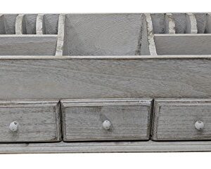 Gianna's Home Rustic Farmhouse Desk 3 Drawer Wooden Vanity Makeup Beauty Jewelry Storage Organizer (Rustic White)