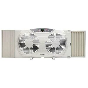 lasko electrically reversible twin window fan with remote control, 9 inch, white