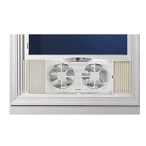 Lasko Electrically Reversible Twin Window Fan with Remote Control, 9 INCH, White