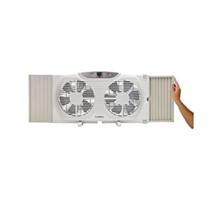 Lasko Electrically Reversible Twin Window Fan with Remote Control, 9 INCH, White