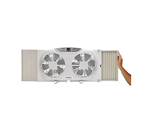 Lasko Electrically Reversible Twin Window Fan with Remote Control, 9 INCH, White