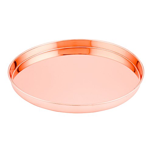 Restaurantware 12-inch Round Stainless Steel Serving Tray: Perfect for Bars, Restaurants and Catered Events - Copper-Plated Party Tray for Cocktails and Snacks - 1-CT - Restaurantware