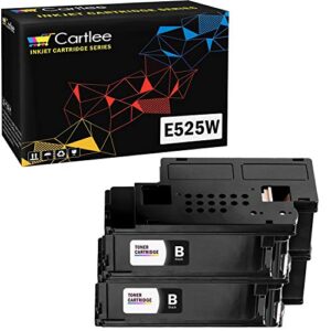 cartlee set of 2 black compatible high yield laser toner cartridges replacement ink for dell e525w e525dw 525w 525dw 525 dpv4t h3m8p color printers