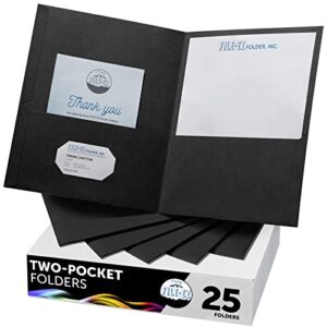 file-ez two-pocket folders, black, 25-pack, textured paper, letter size (ez-32505)