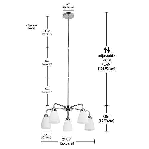 Globe Electric 65779 Candice 5-Light Chandelier, Polished Chrome Finish, White Glass Shades