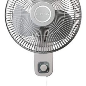 Lasko M12900 Oscillating 12 inch Wall Mount Fan for Indoor Use, Light Grey