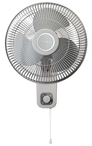 Lasko M12900 Oscillating 12 inch Wall Mount Fan for Indoor Use, Light Grey