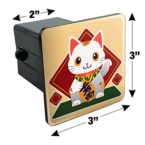 Cute Lucky Cat Maneki-Neko Tow Trailer Hitch Cover Plug Insert 2"