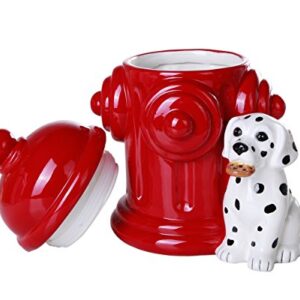 Pacific Giftware Firehouse Dalmatians and Fire Hydrant Ceramic Cookie Jar Kitchen Counter Decor 8.5 Inch Tall