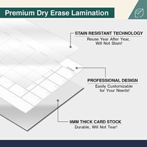 Large Dry Erase Calendar - 36”x48” Undated Erasable Monthly Calendar- Laminated Wall Calendar For Home And Office Organization