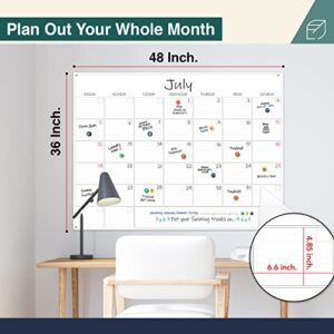 Large Dry Erase Calendar - 36”x48” Undated Erasable Monthly Calendar- Laminated Wall Calendar For Home And Office Organization