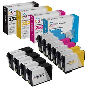 ld products replacements for epson 252xl ink cartridges combo pack (4 black, 2 cyan, 2 magenta, 2 yellow) high yield 10-pack bundle for use in workforce wf-3620, wf-2640, wf-7110, wf-7610, wf-7620