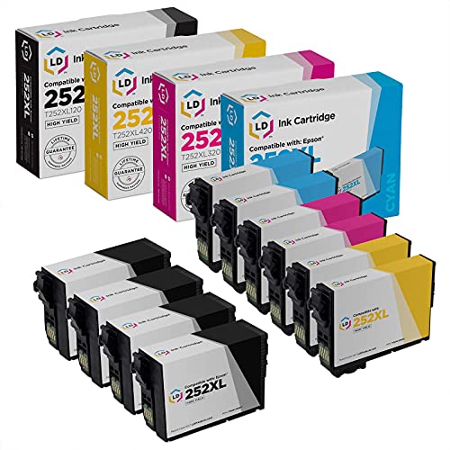 LD Products Replacements for Epson 252XL Ink Cartridges Combo Pack (4 Black, 2 Cyan, 2 Magenta, 2 Yellow) High Yield 10-Pack Bundle for use in Workforce WF-3620, WF-2640, WF-7110, WF-7610, WF-7620