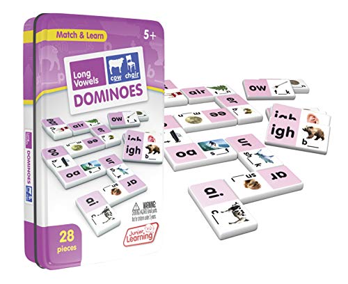 Junior Learning Long Vowel Dominoes Educational Action Games, Multi (JL495)
