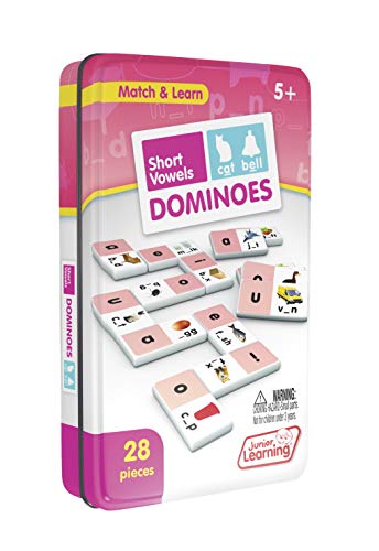 Junior Learning Short Vowel Dominoes Educational Action Games, Multi (JL493)