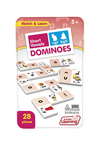 Junior Learning Short Vowel Dominoes Educational Action Games, Multi (JL493)