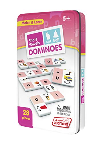 Junior Learning Short Vowel Dominoes Educational Action Games, Multi (JL493)