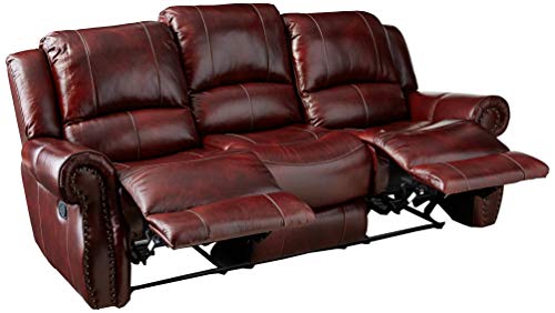 Cambridge Telluride Leather Double Reclining Sofa, Brown