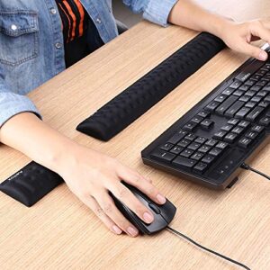 Aelfox Memory Foam Keyboard Wrist Rest&Mouse Wrist Rest, Ergonomic Design Wrist Pad for Computer Keyboard Laptop Wrist Support, Arm Rest for Desk Accessories in Home Office School(Black)