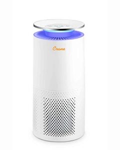 crane air purifier with true hepa filter, germicidal uv light, 500 sq feet coverage, timer function, sleep mode, built in air quality monititor, ee-5069,blue and white,10.25 pound