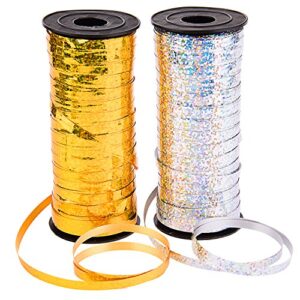 sunmns 2 roll crimped curling ribbon balloon band tie for parties, festival, florist, crafts and gift wrapping, 5 mm, 200 yard