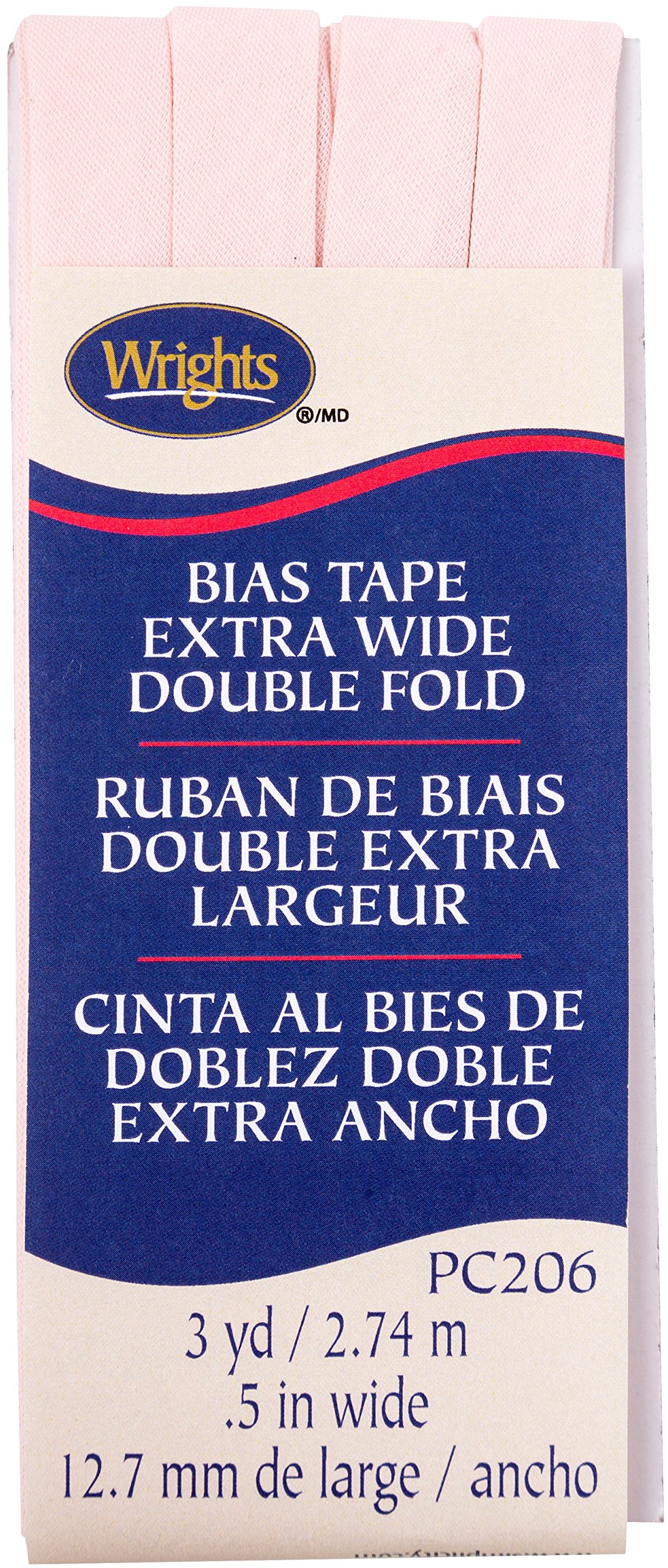 Wrights Rosewater Double Fold Bias Tape 1/2" X3yd, 1 Count (Pack of 1)