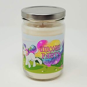 unicorn farts scented candle - 12oz soy wax candle ~ glass jar packaged with gift box