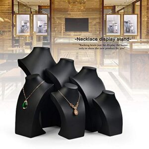 Oirlv Black Leatherette Necklace Pendant Chain Jewelry Bust Display Holder Stand (H15.34)