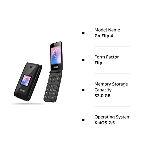 Alcatel GO FLIP 4044 4G LTE (Unlocked for All Carriers) Flip Phone for Seniors Big Buttons Easy to Use - Black