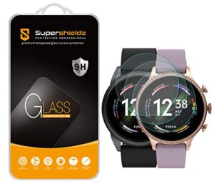 (3 pack) supershieldz designed for fossil men's gen 6 44mm / fossil women's gen 6 42mm / fossil q explorist gen 3 tempered glass screen protector anti scratch, bubble free