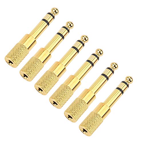 Quarter inch Adapter, 6.35mm (1/4 inch) Male to 3.5mm (1/8 inch) Female Headphone Jack Plug, Gold Plated, 6 Pack - JOLGOO