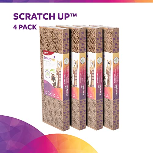 SmartyKat (4 Count) Super Scratcher Corrugated Cat Scratcher, Catnip Infusion Technology - Brown, Single Wide (Old Pkg), 4 Count