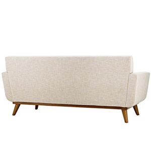Modway Engage Mid-Century Modern Upholstered Fabric Loveseat in Beige