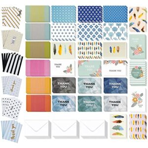 assorted thank you cards bulk, blank greeting notes with envelopes (4x6 in, 144 pack)