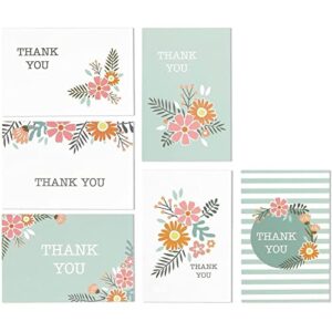 Assorted Thank You Cards Bulk, Blank Greeting Notes with Envelopes (4x6 In, 144 Pack)