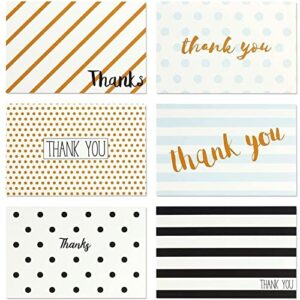 Assorted Thank You Cards Bulk, Blank Greeting Notes with Envelopes (4x6 In, 144 Pack)