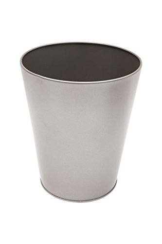 Kenney Rust-Resistant Metal Waste Paper Basket, 1.3 Gallon, Polished Pewter