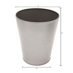 Kenney Rust-Resistant Metal Waste Paper Basket, 1.3 Gallon, Polished Pewter