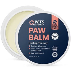 vets preferred paw balm pad protector for dogs – dog paw balm soother – heals, repairs and moisturizes dry noses and paws – ideal for extreme weather season conditions - 2 oz