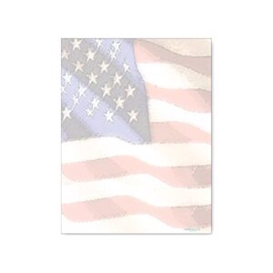 american flag stationery - 8.5 x 11 - 60 usa letterhead sheets - patriotic paper
