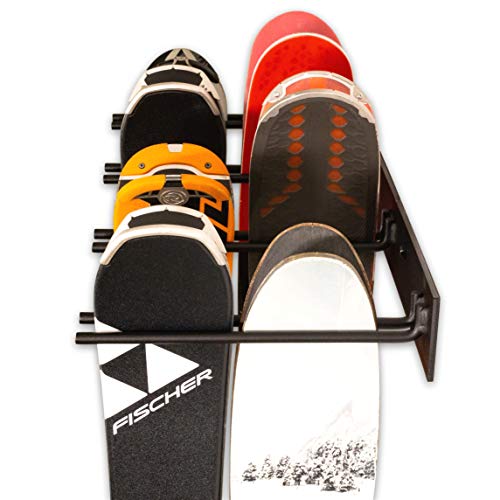 StoreYourBoard Ski Wall Storage Rack, Holds 8 Pairs, Steel Home and Garage Skis Mount