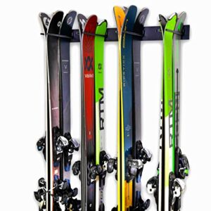 storeyourboard ski wall storage rack, holds 8 pairs, steel home and garage skis mount