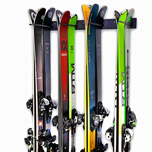 StoreYourBoard Ski Wall Storage Rack, Holds 8 Pairs, Steel Home and Garage Skis Mount