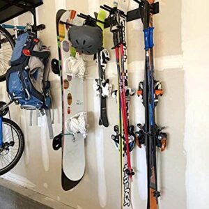 StoreYourBoard Ski Wall Storage Rack, Holds 8 Pairs, Steel Home and Garage Skis Mount