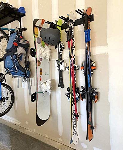 StoreYourBoard Ski Wall Storage Rack, Holds 8 Pairs, Steel Home and Garage Skis Mount