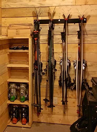 StoreYourBoard Ski Wall Storage Rack, Holds 8 Pairs, Steel Home and Garage Skis Mount